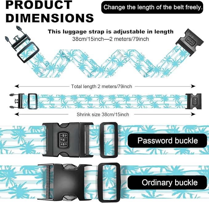 2 Pack Luggage Straps, Adjustable Cute Printing - Image 7