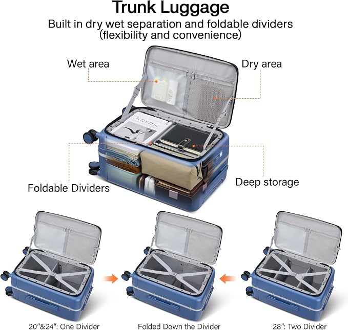Hanke 24 Inch Luggage with Cup Holder and Charge, Top Opening Hard Shell - Image 4