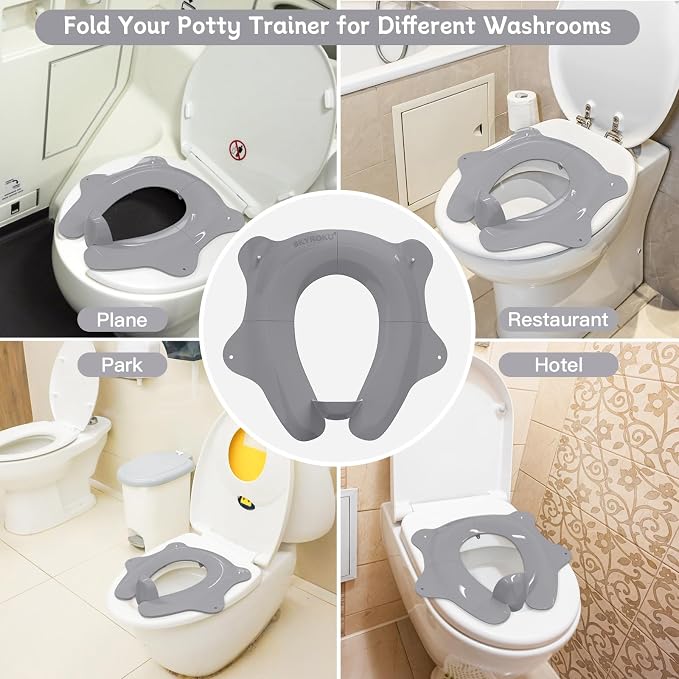 SKYROKU Foldable Kids Toilet Seat – Portable & Anti-Slip Travel Potty Training - Image 8