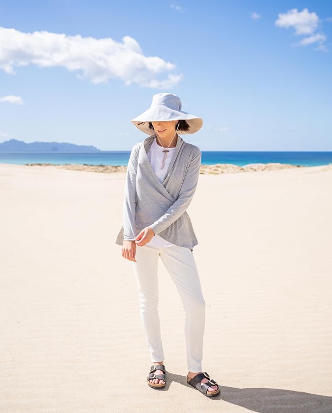 Solbari Women’s Ultra-Wide Cotton Linen Sun Hat UPF 50+, Adjustable - Image 7