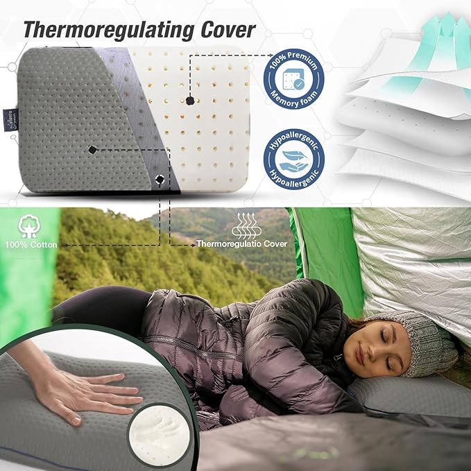 Travel & Camping Comfortable Memory Foam Pillow – Easy to Carry Portable Bag – - Image 2