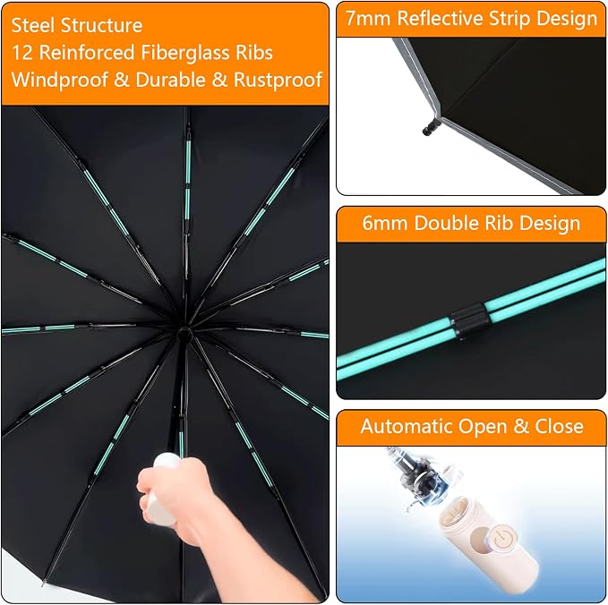 Large Double-Ribs Umbrella Automatic Folding Umbrella - Image 6