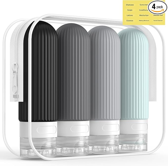 ME.FAN Travel Bottles for Toiletries, TSA Approved 3oz Silicone Journey Size by MEFAN