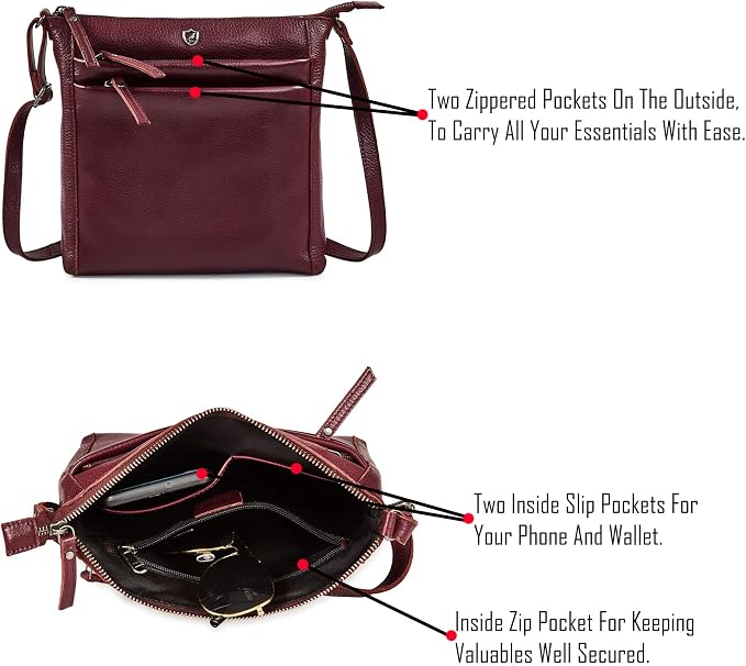 Small Soft Genuine Leather Crossbody Purse Women’s Sling Crossover Shoulder - Image 3