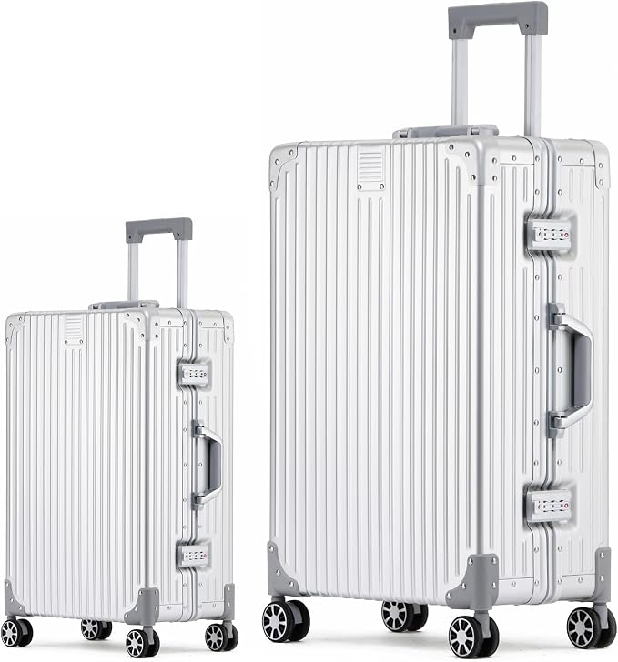 Metal All Aluminum Carry-on Luggage TSA Customs Lock Zipperless Silent Rotary by XZSP+AISU