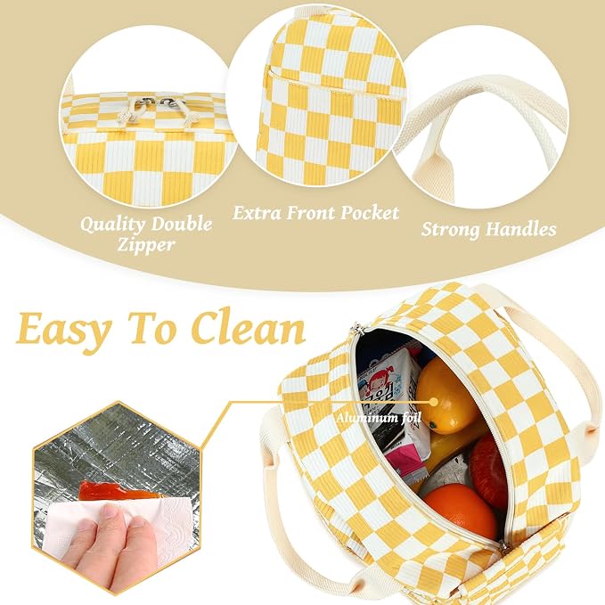 Bluboon Lunch Box for Women men Insulated Cute Corduroy Lunch bag, Reusable - Image 7