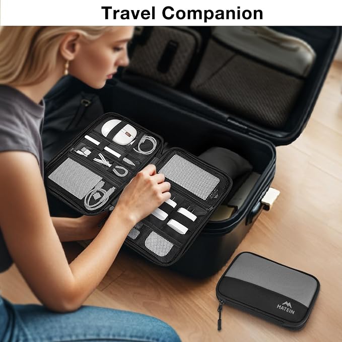 MATEIN Cord Organizer Travel Case 2 Pack, Water Resistant Tech Organizer Pouch - Image 3