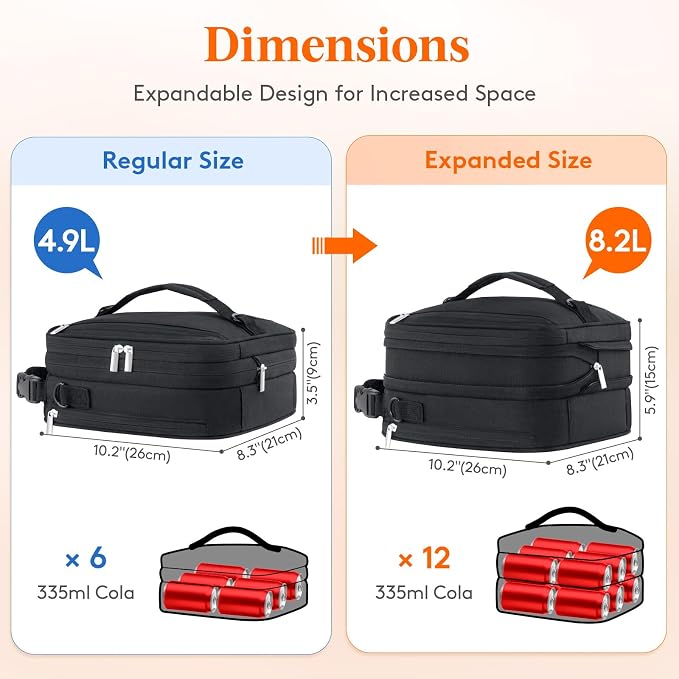 Lifewit Insulated Lunch Box for Men, Expandable Cooler Bag, Freezable Lunch Bag - Image 4