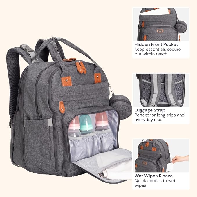 BabbleRoo Extra Large Diaper Bag Backpack, Expandable Baby Bag - Image 5