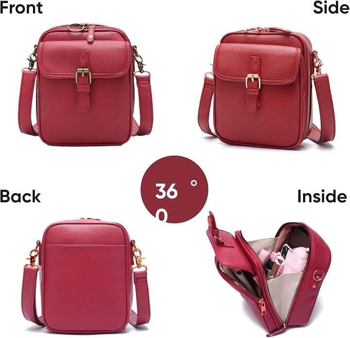 1060 Leather Crossbody Bags for Women Anti-Theft Vegan Purse - Image 5