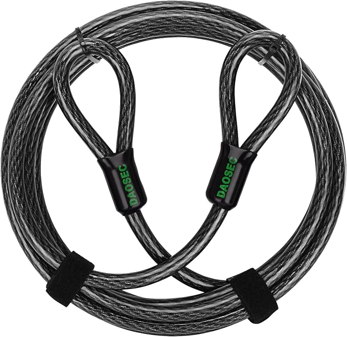 15 ft x 1/2" Heavy Duty Cut-Proof Security Cable | Flexible Vinyl-Coated by DAOSEC