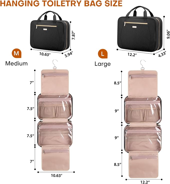 Hanging Toiletry Bag for Women Travel, 2 Sizes Large & Small Waterproof - Image 2