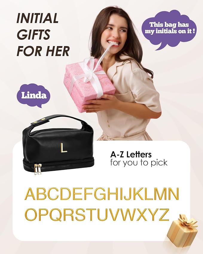 Gift Ideas, for Women 20S-Personalized Makeup Bags, Initial Bags - Image 7