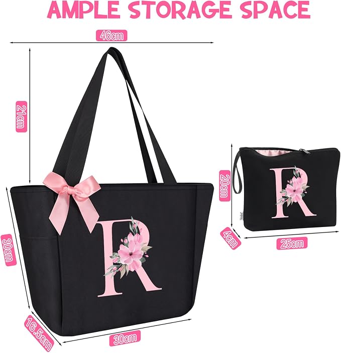 Vavabox Tote Bag, A-Z Initial Monogrammed Waterproof Tote Bag, Bridesmaid Gifts - Image 3