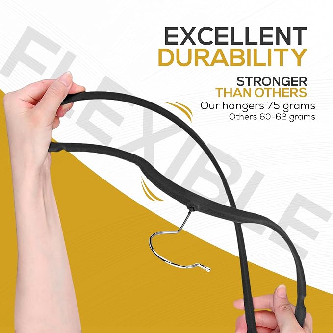 Premium Black Velvet Hangers 30 Pack – Space Saving Felt Hanger, Non Slip - Image 7