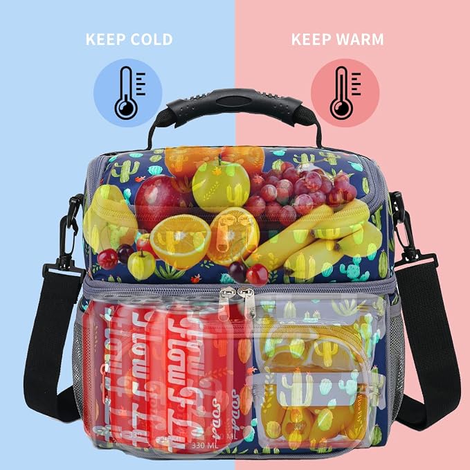FlowFly Double Layer Cooler Insulated Lunch Bag Adult Lunch Box Large Tote Bag - Image 2