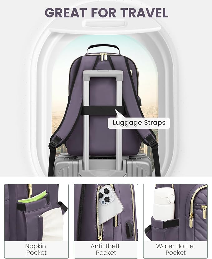 LOVEVOOK Laptop Backpack for Women, Large Capacity Travel Computer Work Bag - Image 4