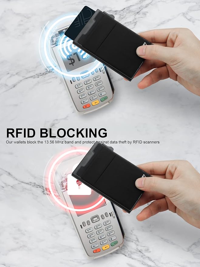 Slim RFID Blocking Wallets, Pop Up Minimalist Card Holder - Image 3