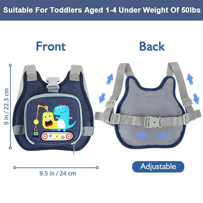 Accmor Toddler Harness Leash+ Reflective Anti Lost Wrist Link, Cute Dinosaur - Image 2
