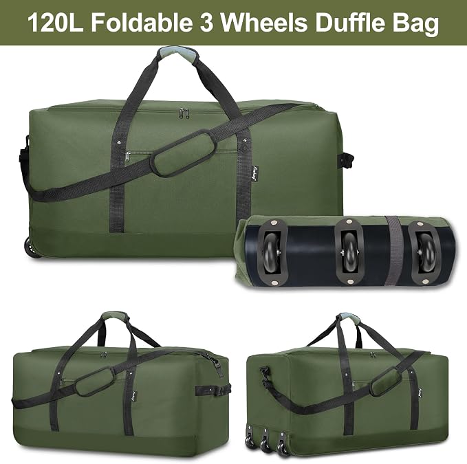 Finnhomy 120L Foldable Rolling Duffel Bag - Image 3