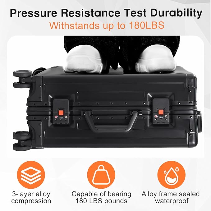 All Aluminum Carry On Luggage 22x14x9 Airline Approved，Hard Shell Carry On - Image 4
