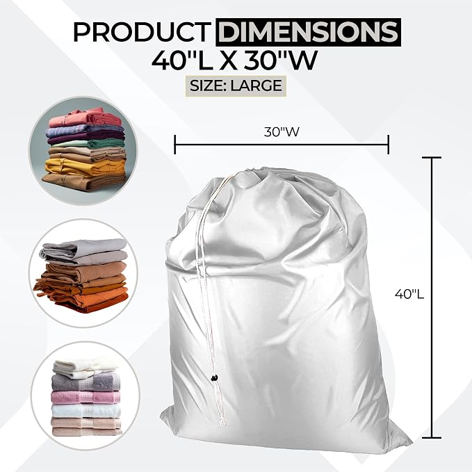 Laundry Bag with Locking Closure Drawstring – Extra Large Heavy Duty 100% Nylon - Image 2