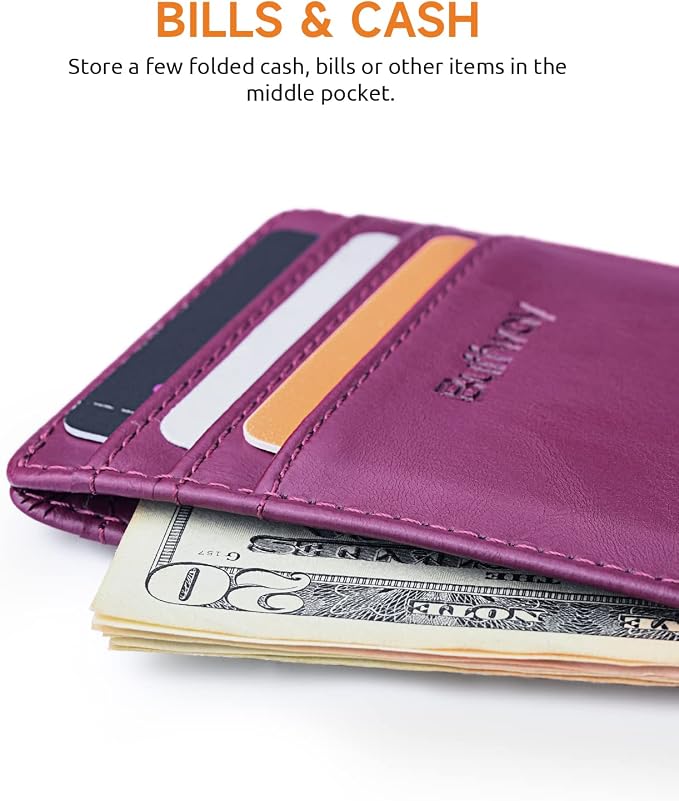 Buffway Mens Slim Wallet, Minimalist Thin Front Pocket Leather Credit Card - Image 5