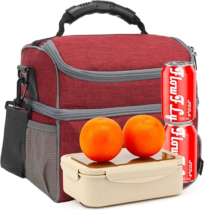 FlowFly Double Layer Cooler Insulated Lunch Bag Adult Lunch Box Large Tote Bag - Image 7