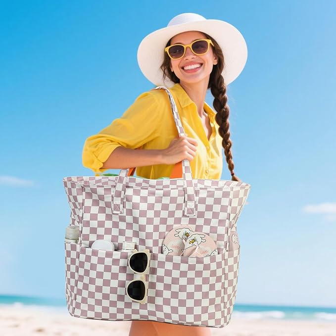 LEDAOU Beach Bag Waterproof Sandproof Women Tote Bag Pool Bag - Image 2