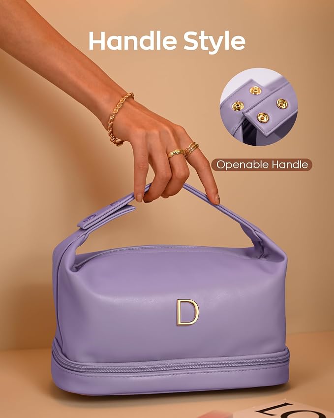 Bridal Gifts, Travel Makeup Bag, Personalized Double Layer Cosmetic Toiletry - Image 3
