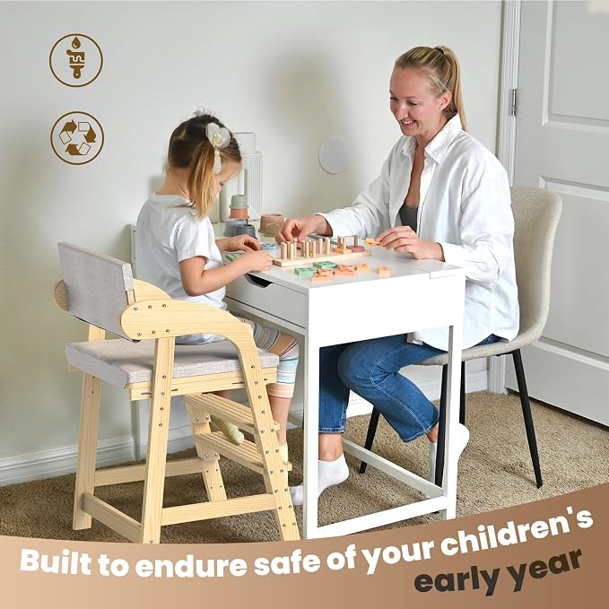 Easyego Wooden High Chair, Height Adjustment - Image 7