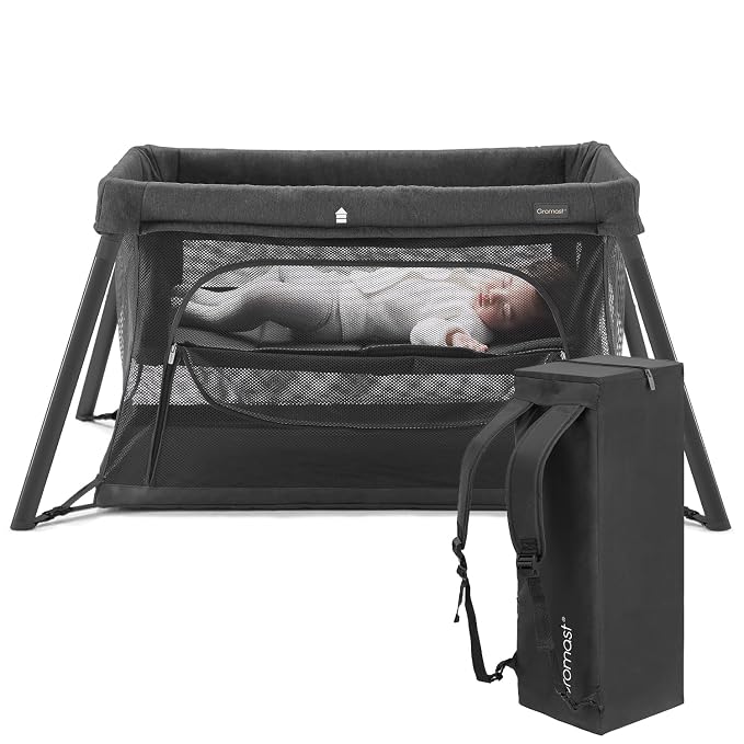 2 in 1 Portable Travel Crib for Toddler, Foldable Crib for Baby, Lightweight by Gromast