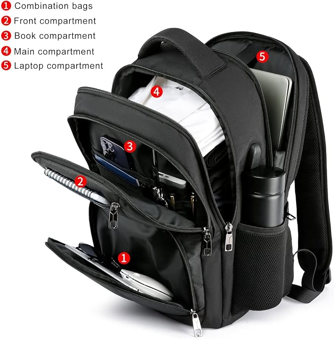 School Backpack for Teen Boys, 15.6 Inch Anti Theft Laptop Bookbag - Image 3