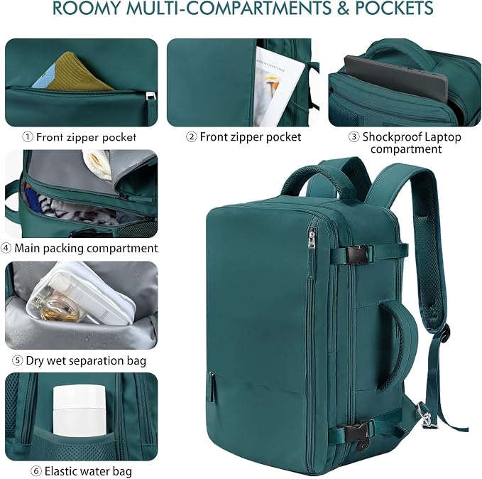 Beraliy Travel Backpack, Carry on Backpack, Airline Approved Personal Item Bag - Image 7