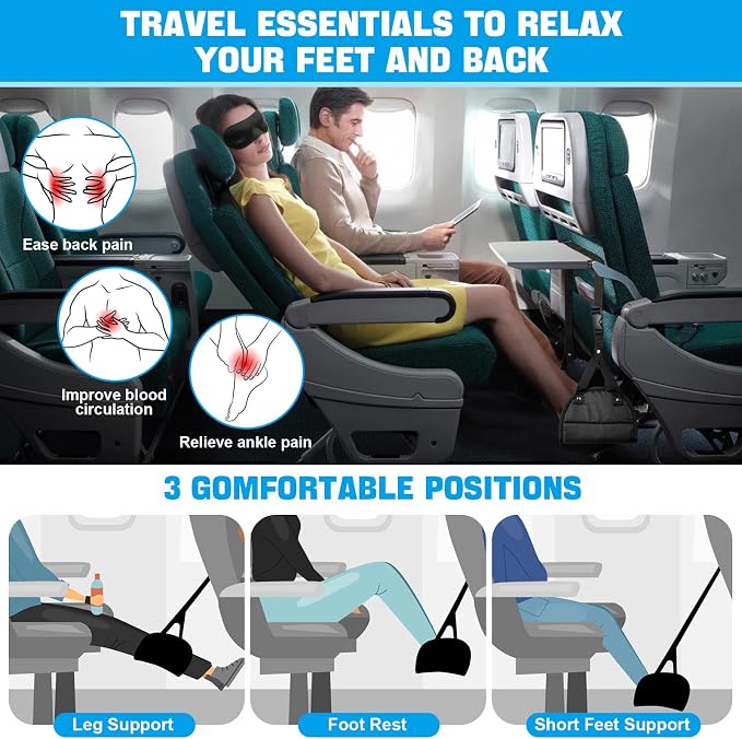 2 Pack Airplane Foot Rest, Portable Airplane Foot Hammock - Image 2