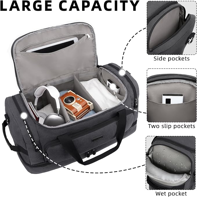 ZOMFELT Duffle Bag for travel, 40L Canvas Travel Duffel Bags for Men Women - Image 2