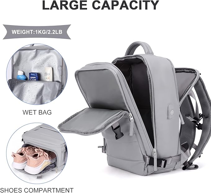 coowoz Travel Backpack For Women Men, Carry On Backpack, Hiking Backpack - Image 4