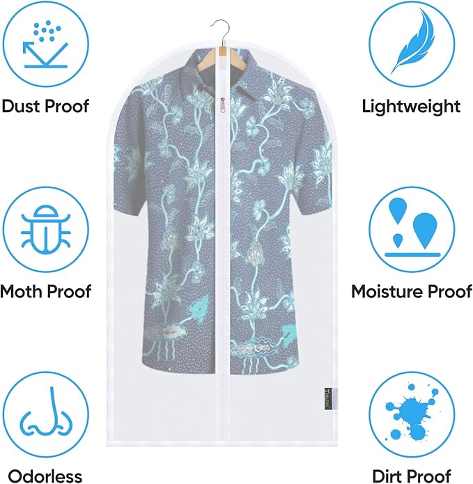 BALEINE 60'' Translucent Garment Bags, 6 Packs PEVA Dress Bag - Image 3