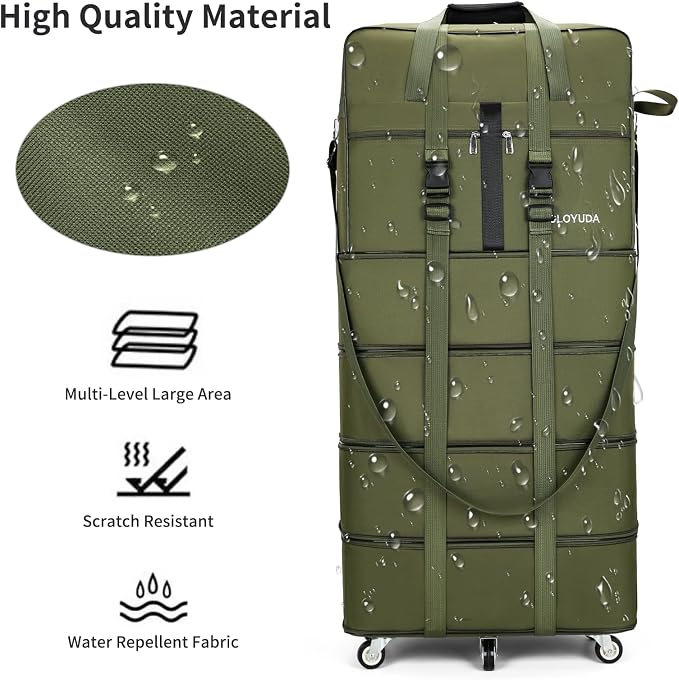 Expandable Foldable Luggage, Rolling Duffle Bag - Image 4