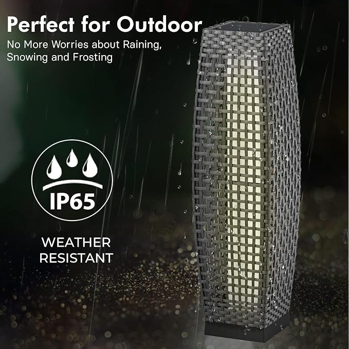 Grand patio 2-Piece Outdoor Floor Lamp Solar Powered Lantern Water-Resistant - Image 3