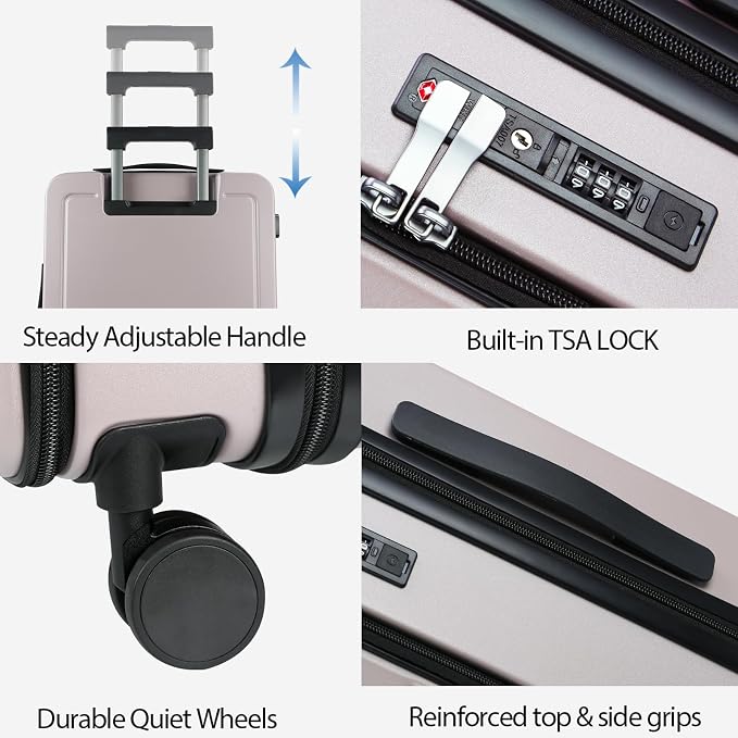 KROSER Carry On Luggage with Spinner Wheels & Built-in TSA Lock, Expandable Top - Image 4