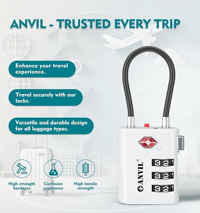 ANVIL TSA Approved Luggage Locks – High Security TSA008 Combination Travel Locks - Image 4