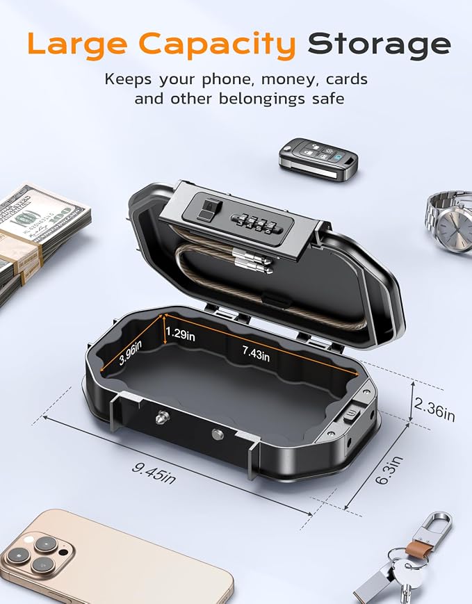 Portable Travel Safe Lock Box Waterproof & Durable, 4-Digit Combination - Image 5