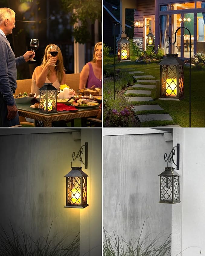 Otdair Solar Lanterns Outdoor Waterproof, 2 Pack 14" Solar Lantern - Image 7