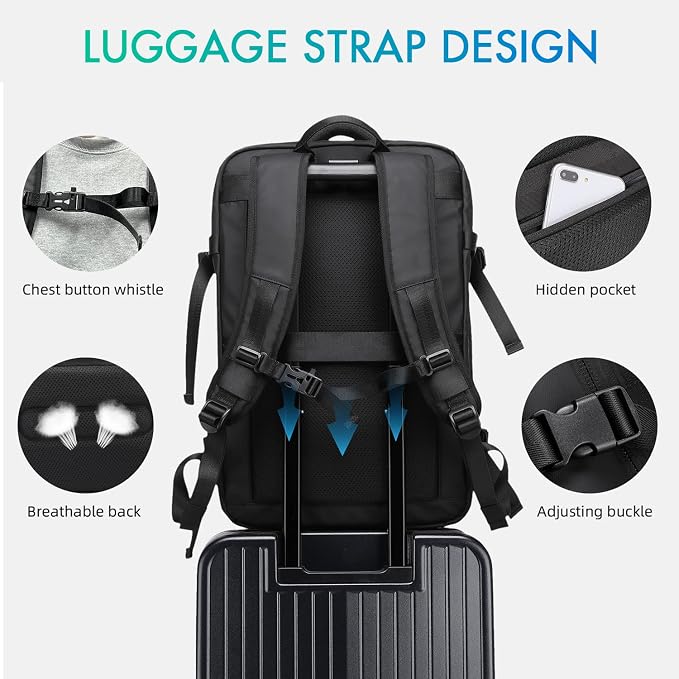 Travel Backpack for Men, Fits 17.3 inch Laptop Daypack, Water resistant - Image 5