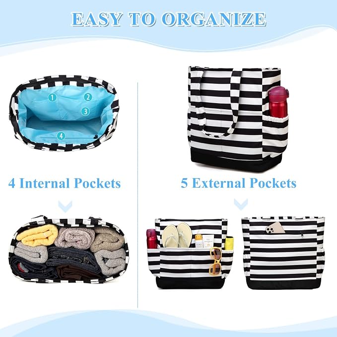 VASCHY Beach Bag for Women, Large Waterproof Sandproof Fold-able Packable Pool - Image 4