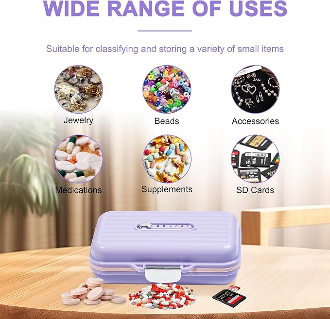 Travel Pill Organizer Box with Medicine Labels, 7 Compartments Portable Pill - Image 7