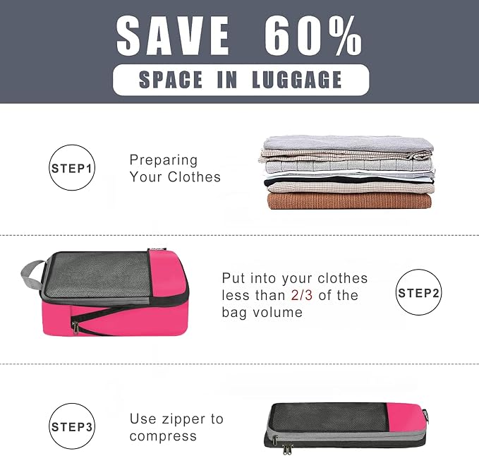 BAGAIL 4 Set/6 Set/8 Set Compression Packing Cubes Travel Accessories - Image 4
