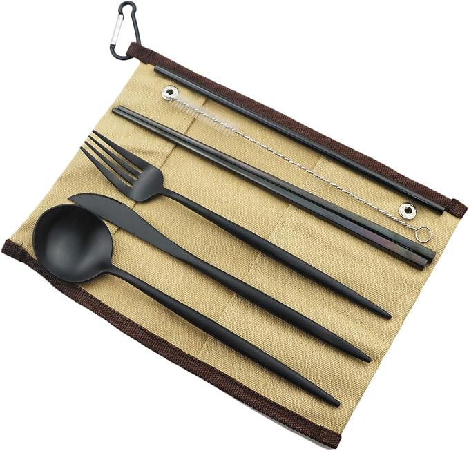Gugrida Reusable Travel Utensils, 7 Piece Portable 304 Stainless Steel - Image 4