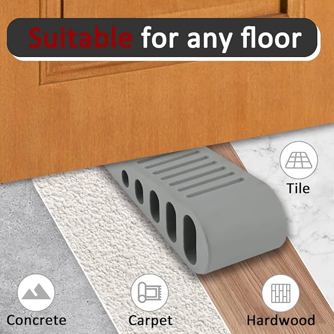 JQK Rubber Door Stopper Wedge, Wooden Floor, DSB61-GY-P6 - Image 4